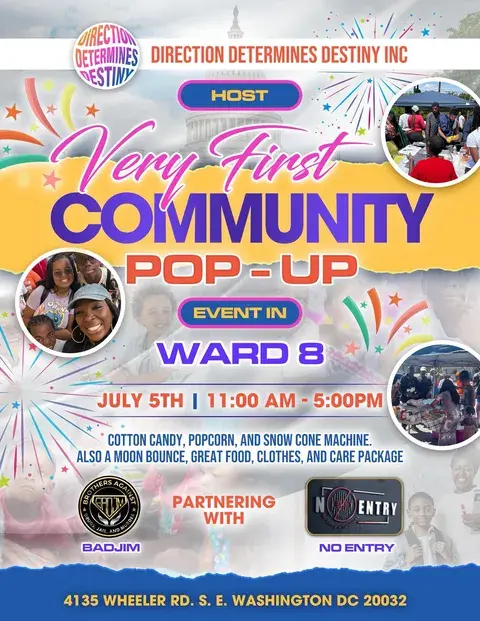 Direction Determines Destiny community pop-up flyer