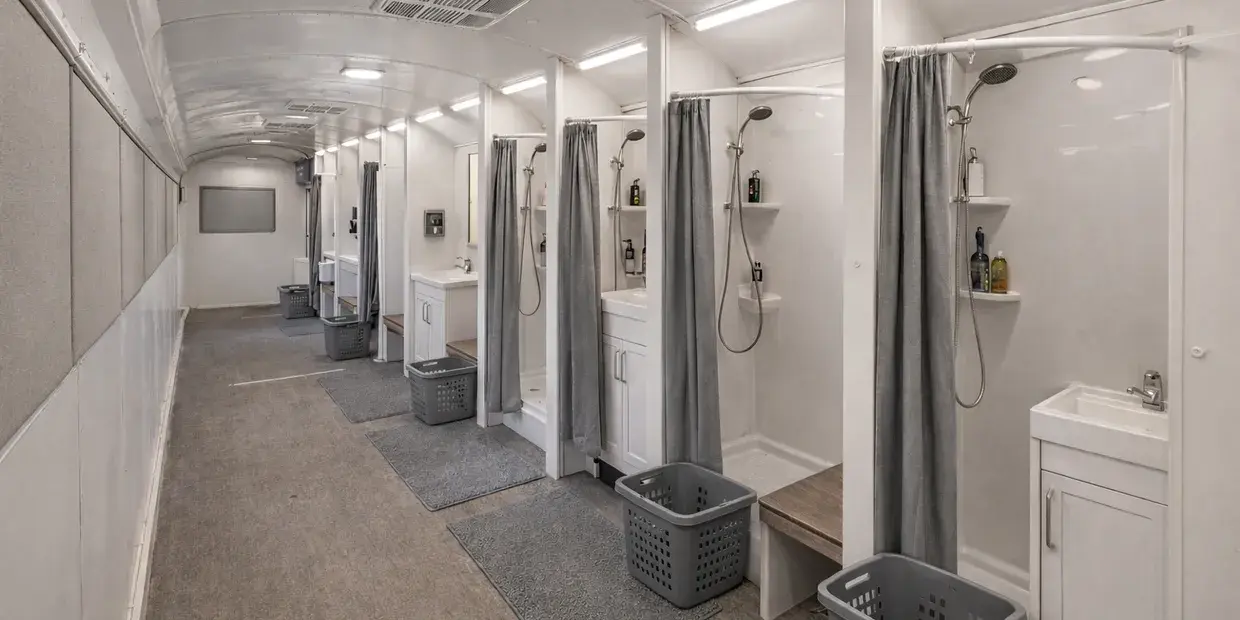 Showers of H.O.P.E. mobile hygiene unit